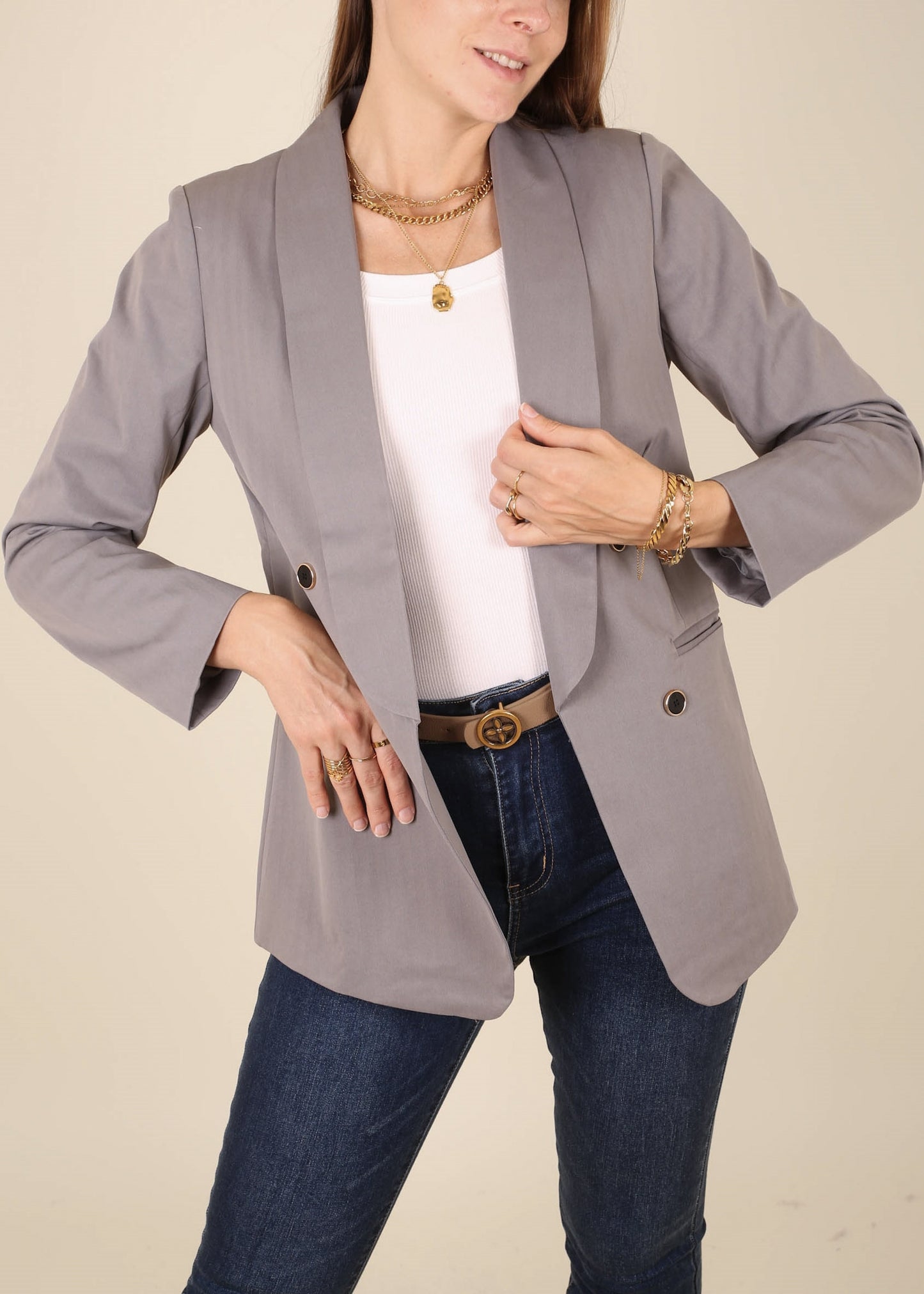 Blazer cruzado con solapa