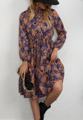 Vestido con cuello con volantes y estampado floral