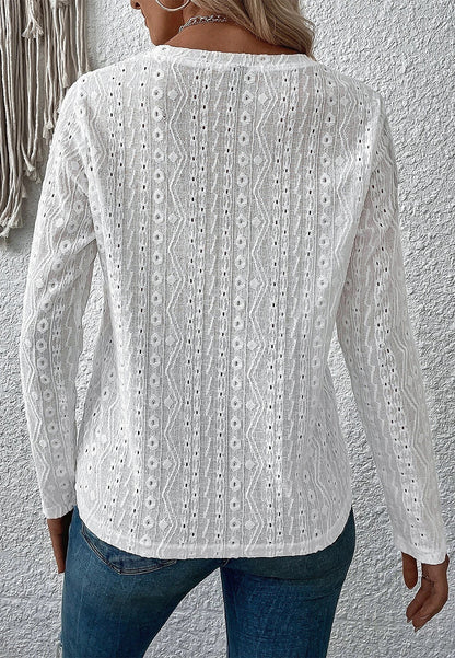 Round Neck Eyelet Detail Sweater