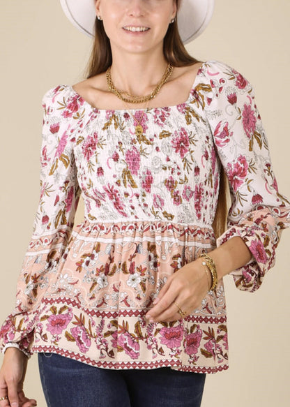 Multicolor Floral Bohemian Top