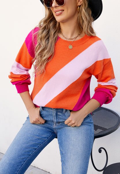 Cross Stripe Color Block Sweater