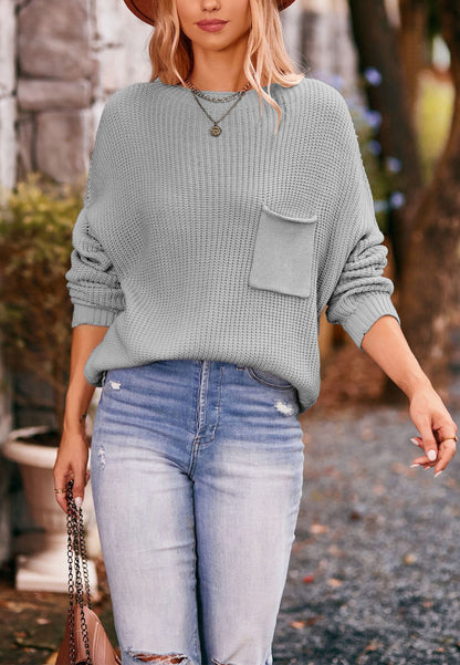 Suéter de punto acanalado suave con bolsillos