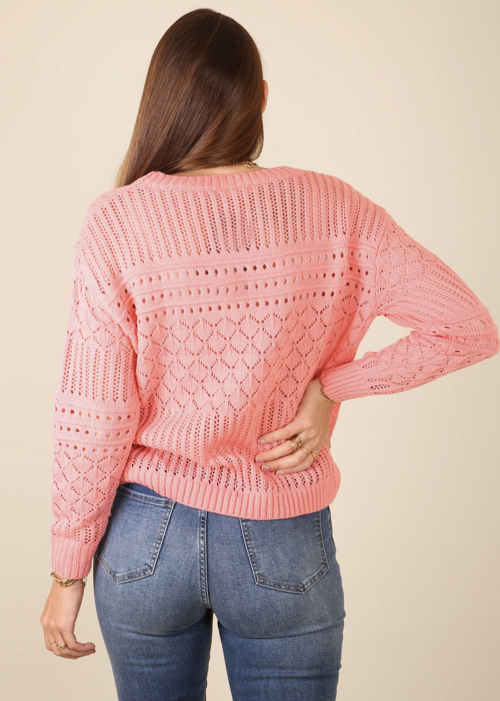 Suéter clásico de punto de crochet texturizado