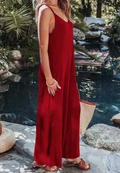 Lined Print Cami Jumpsuit Dress