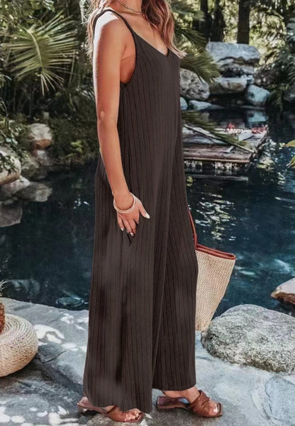 Lined Print Cami Jumpsuit Dress