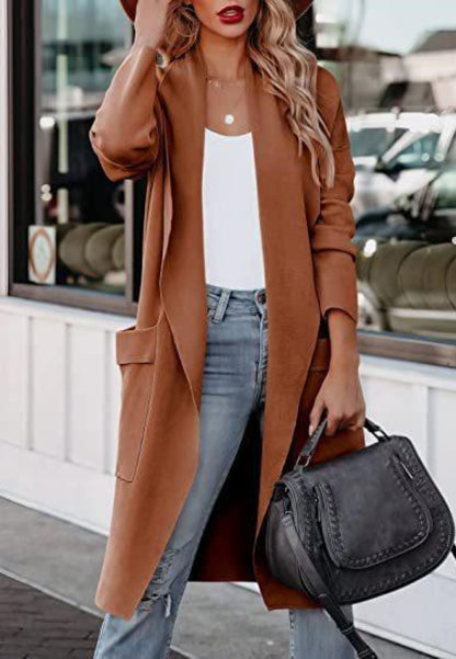 Cárdigan de color liso con dos bolsillos delanteros