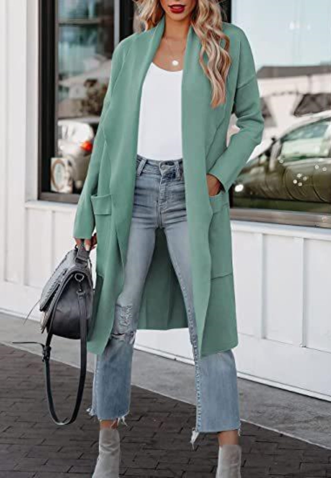 Solid Color Front Dual Pockets Cardigan
