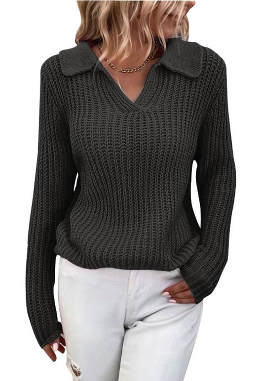 Long Sleeves Collared Sweater Top