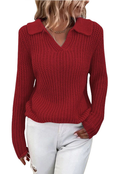 Long Sleeves Collared Sweater Top