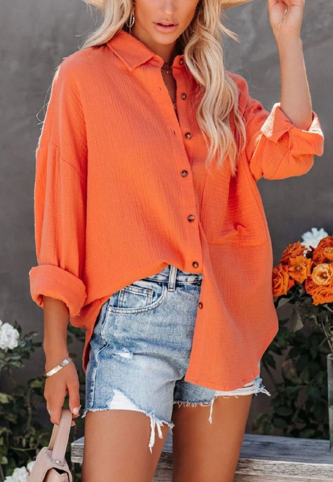 Collared Front Button Down Top