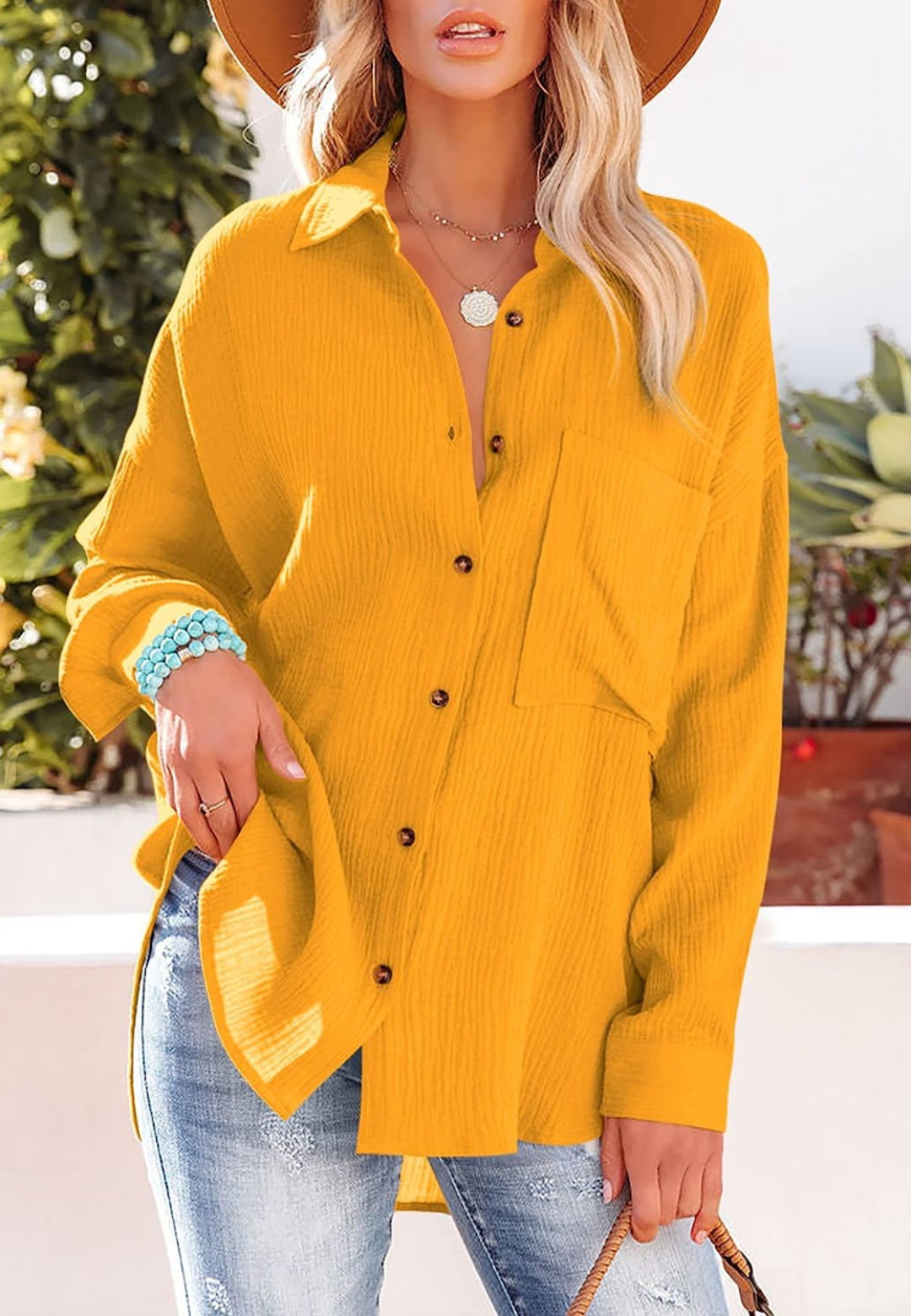 Collared Front Button Down Top