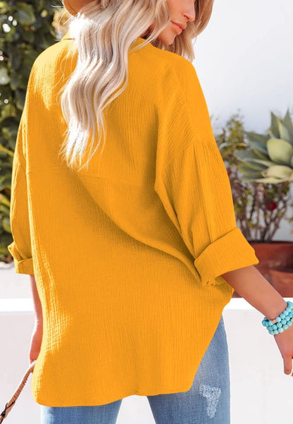 Collared Front Button Down Top