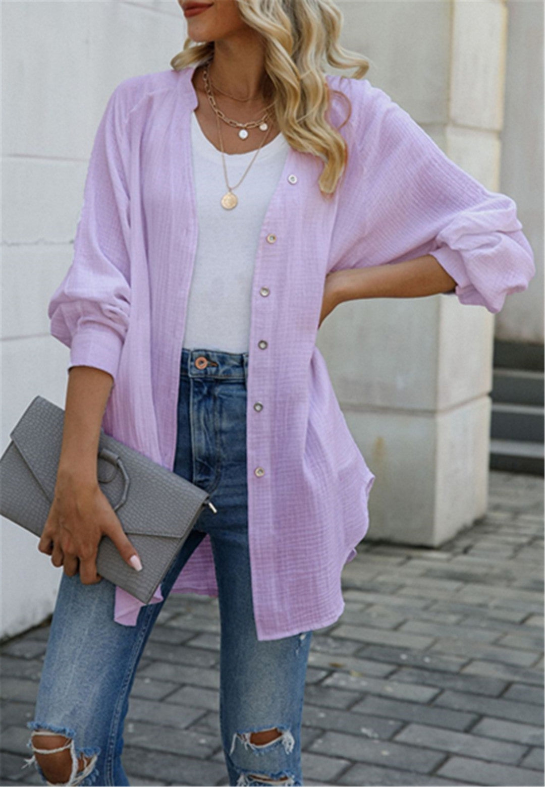 Baggy Sleeves Button Down Top