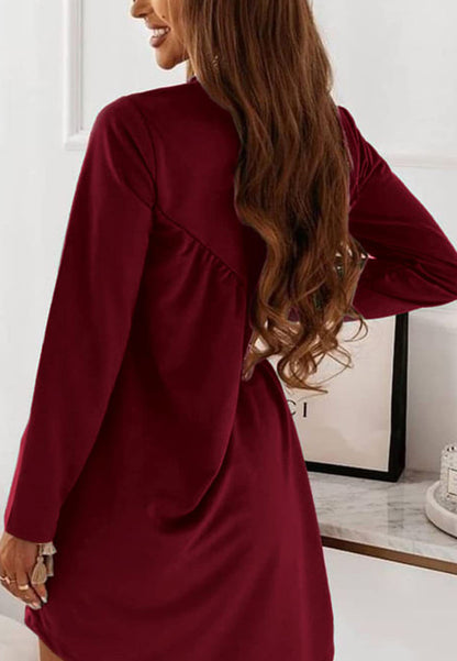 Round Neck Pleated Design Dress