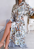 Vestido con cinturón y estampado botánico
