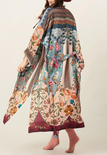 Multi-Print Tie Waist Cover-Up Robe