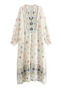Vestido estampado multicolor con escote en V dividido