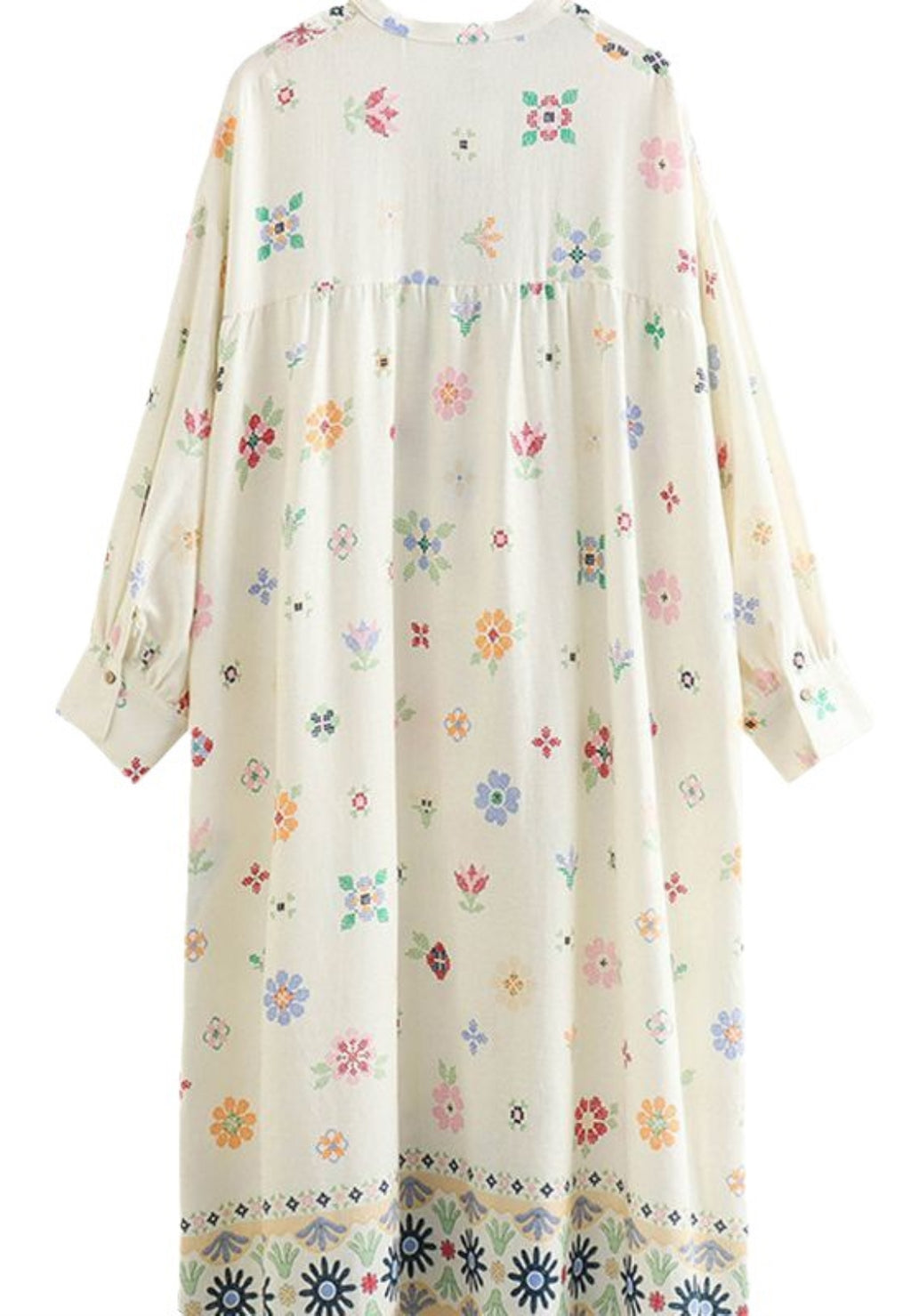 Vestido estampado multicolor con escote en V dividido