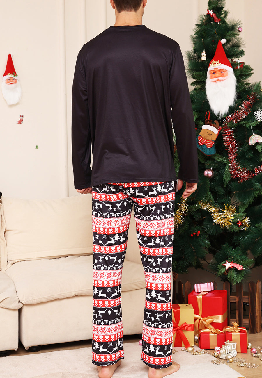 Contrast Reindeer Christmas Pajama Set