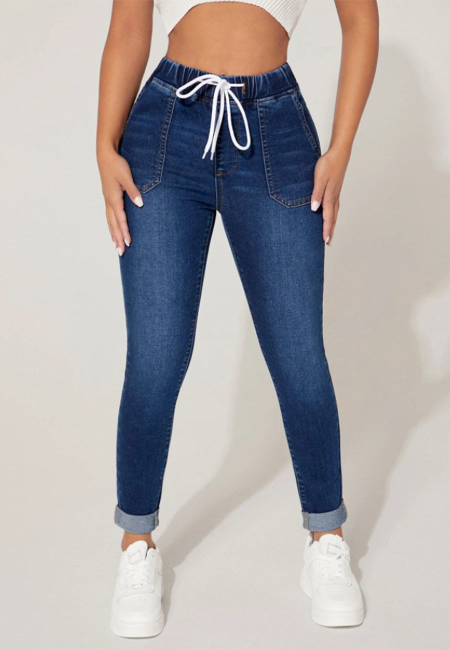 Pantalones vaqueros tipo leggings con lazo en la cintura