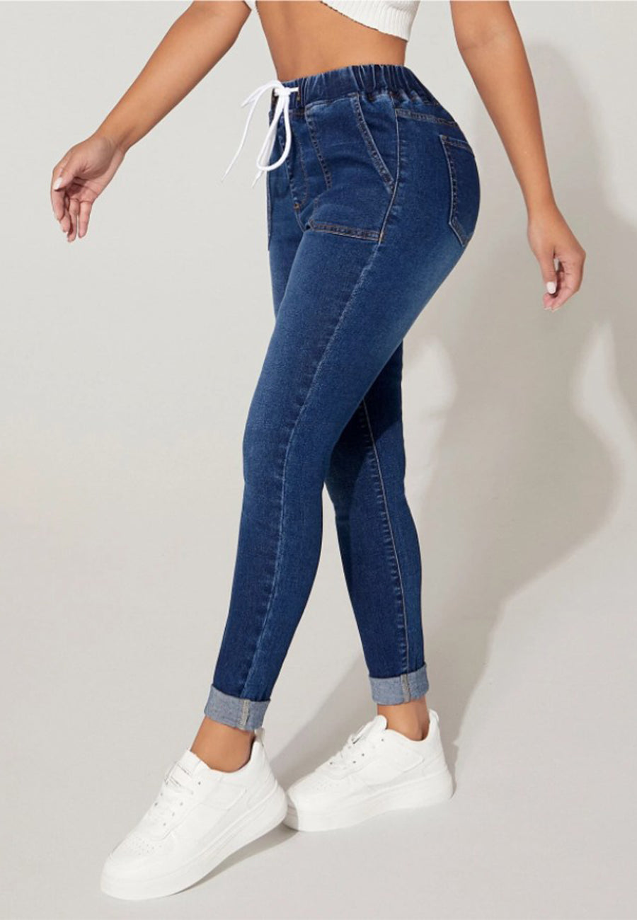 Pantalones vaqueros tipo leggings con lazo en la cintura