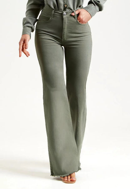 High Waist Olive Bootcut Jeans