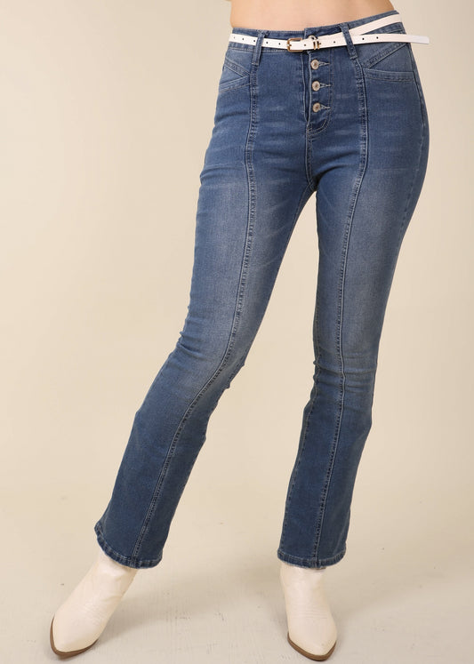 Middle Seam Multi-Button Jeans