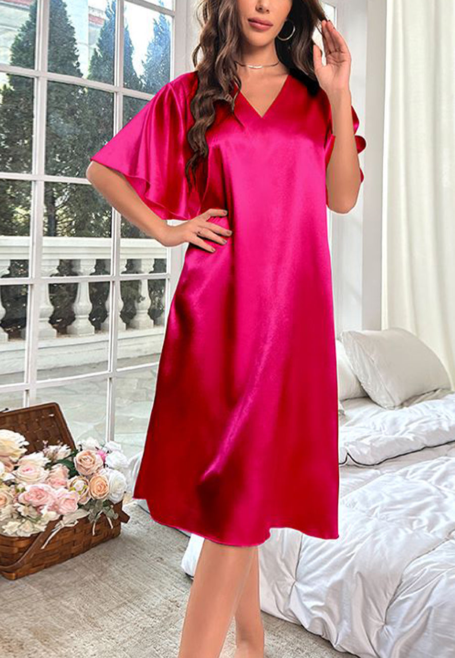 Vestido camisero con mangas onduladas