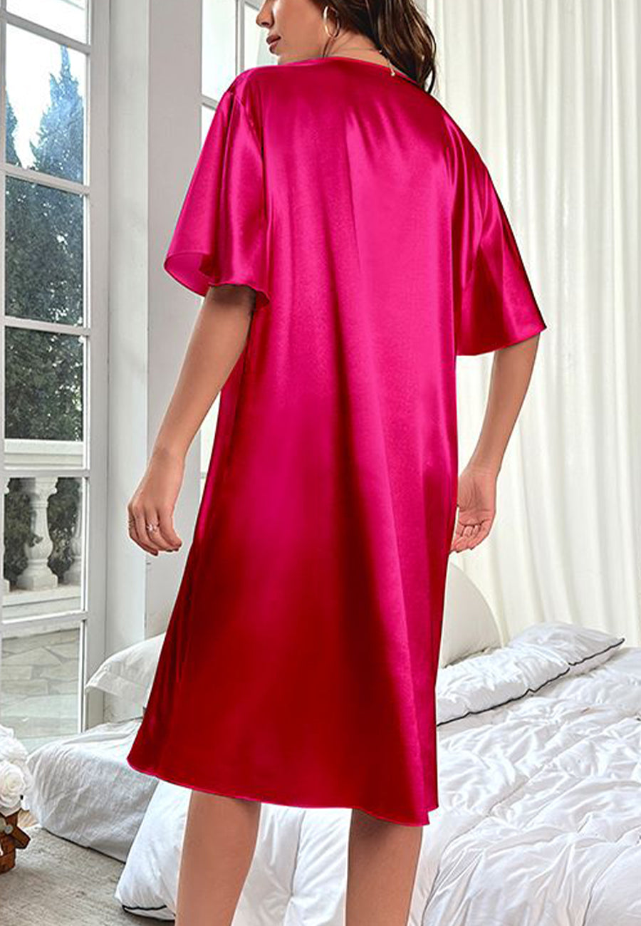 Vestido camisero con mangas onduladas