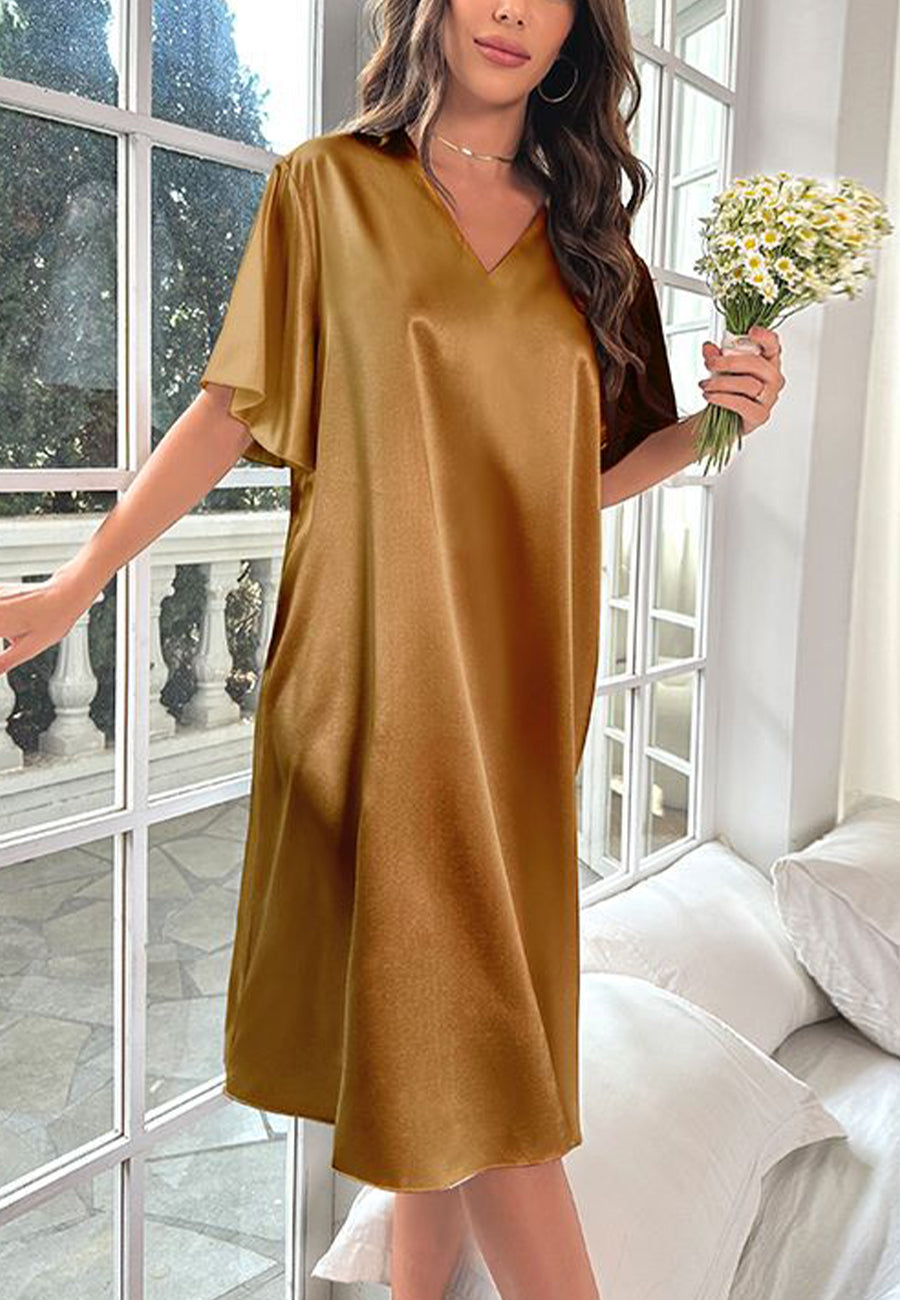 Vestido camisero con mangas onduladas