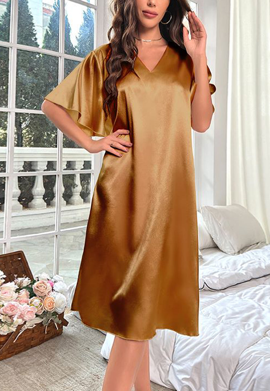 Vestido camisero con mangas onduladas