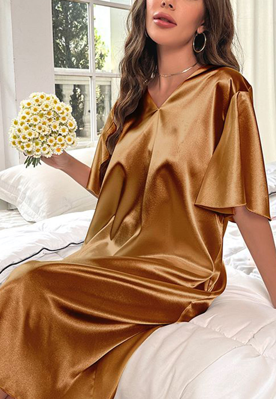 Vestido camisero con mangas onduladas