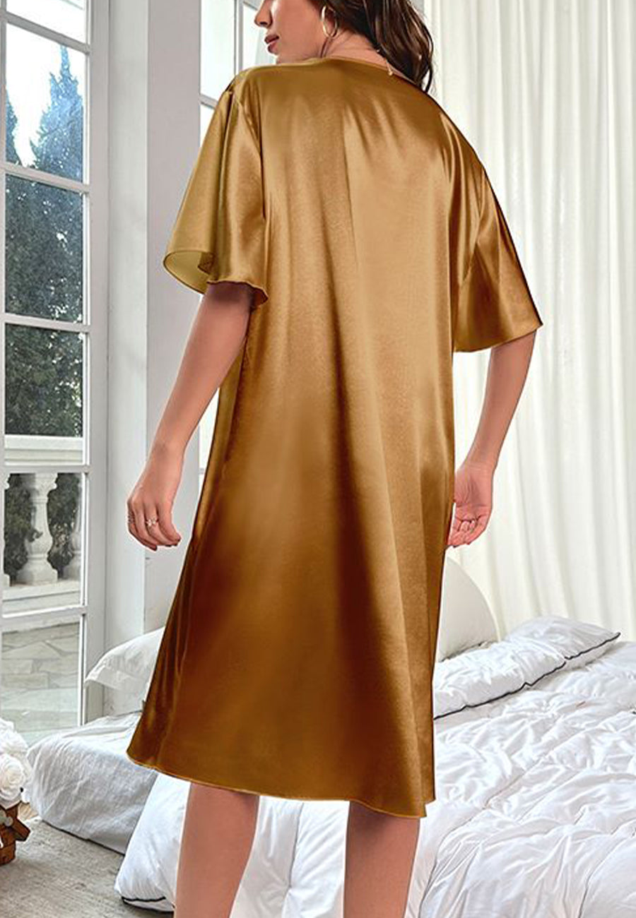 Vestido camisero con mangas onduladas