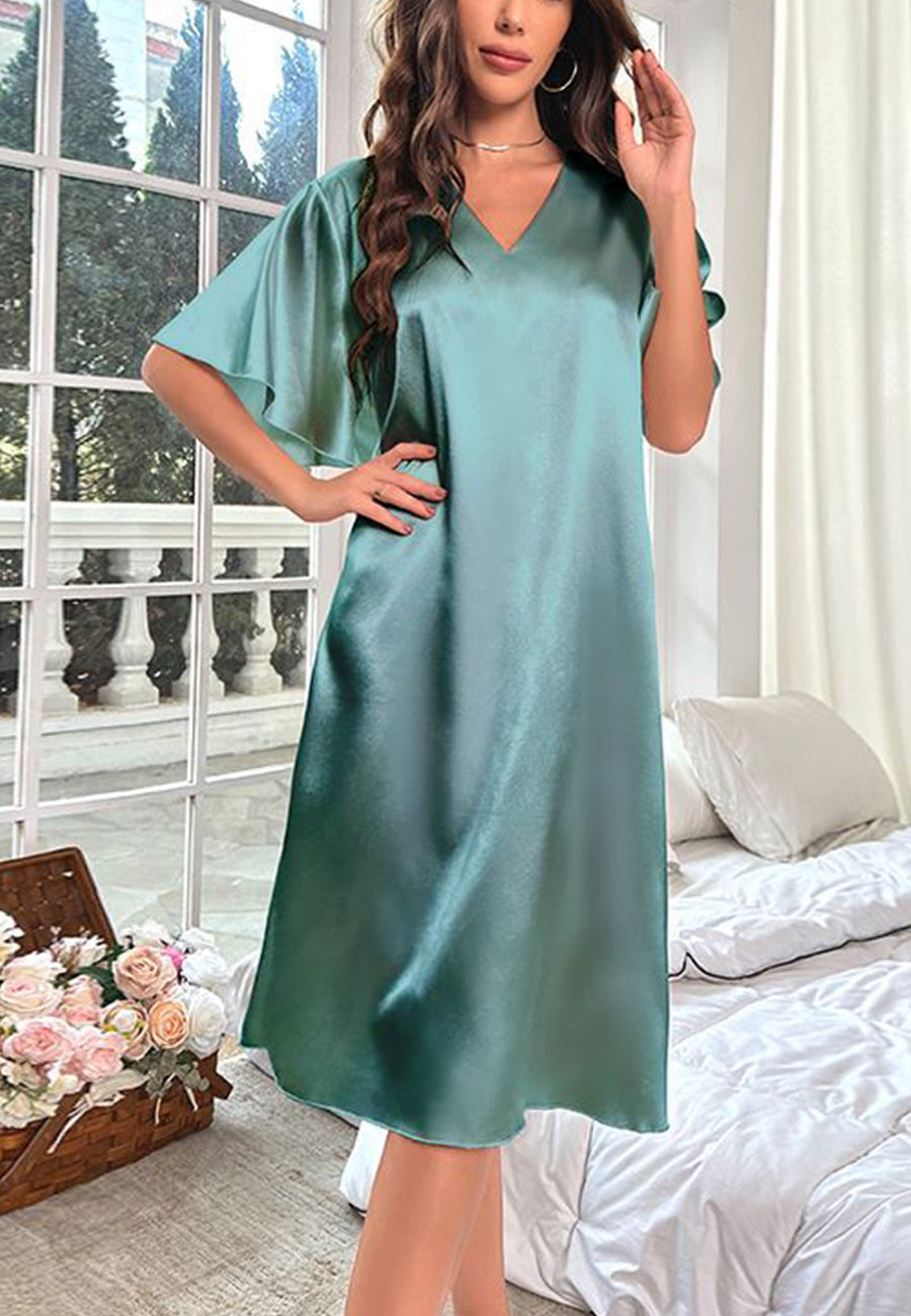 Vestido camisero con mangas onduladas