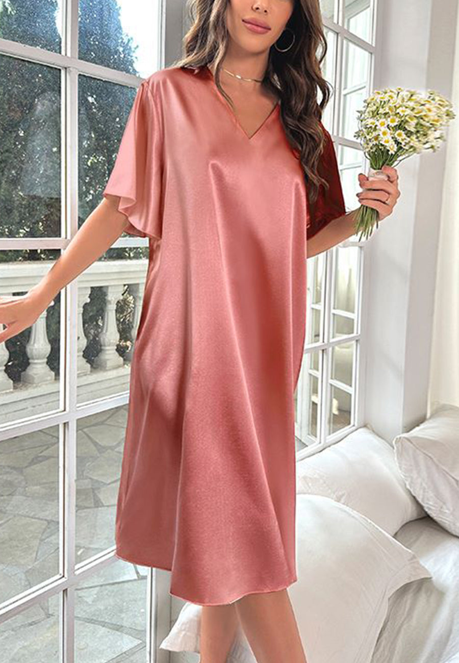Vestido camisero con mangas onduladas