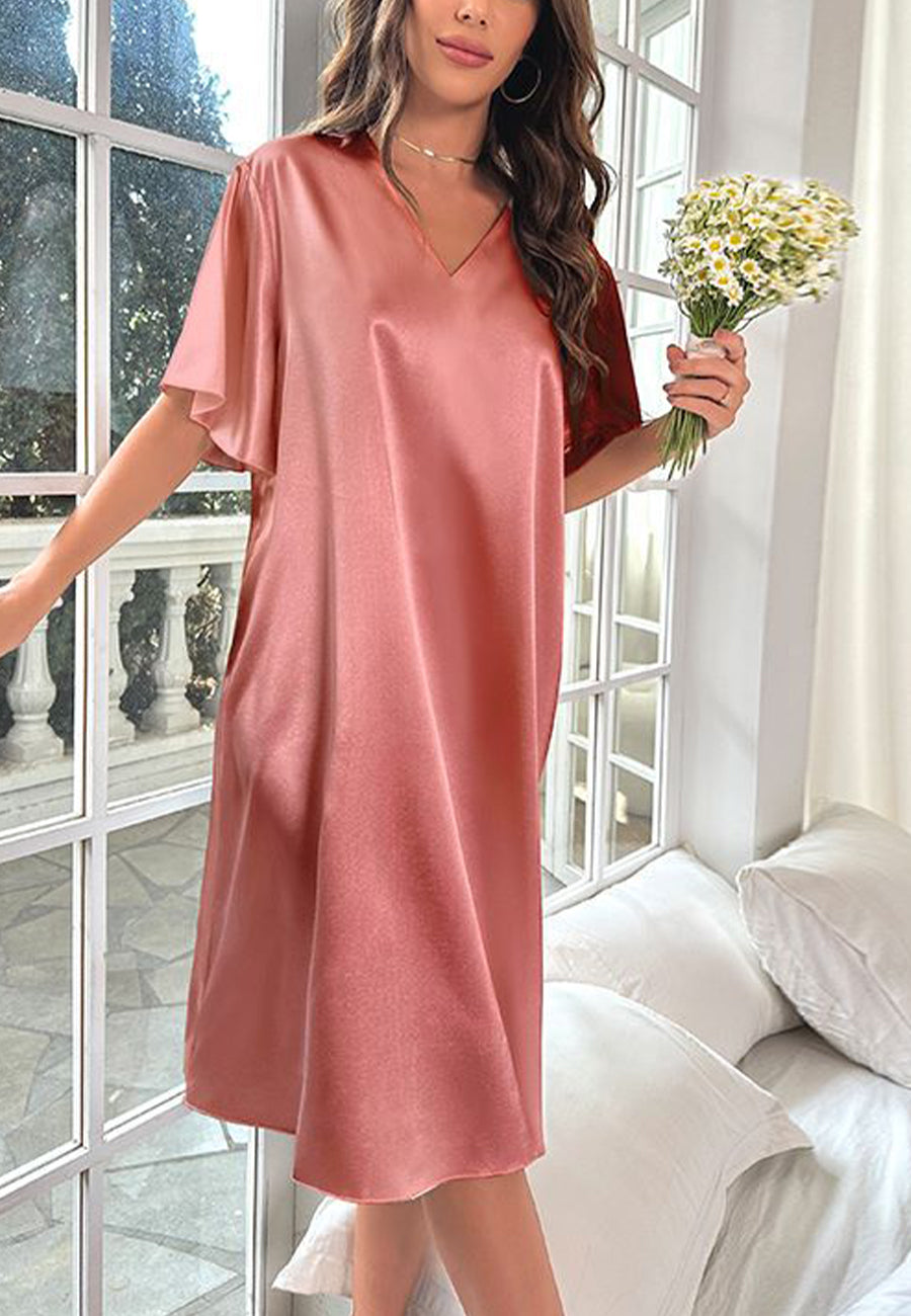 Vestido camisero con mangas onduladas