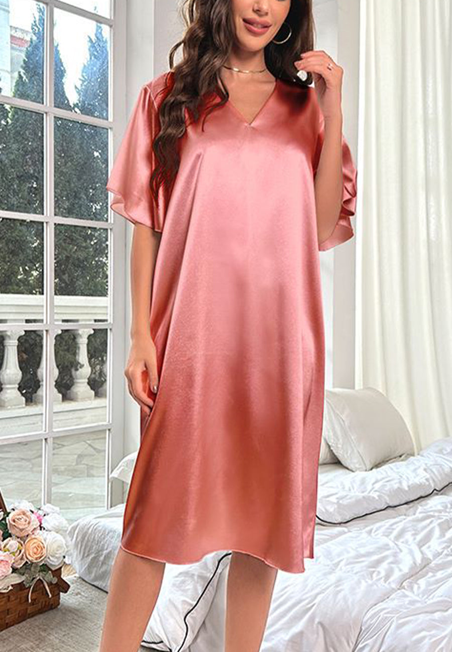 Vestido camisero con mangas onduladas