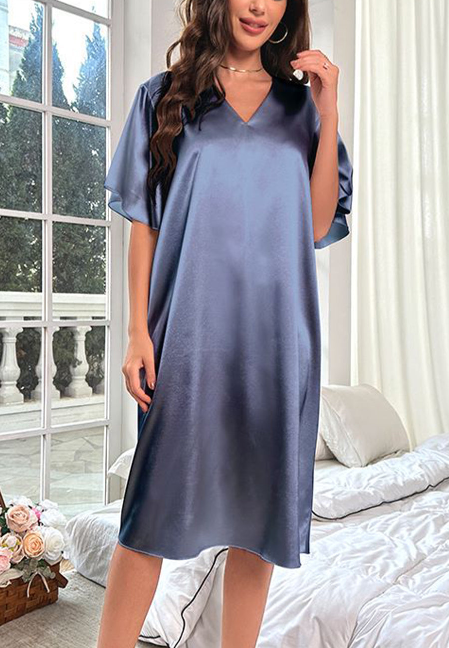Vestido camisero con mangas onduladas