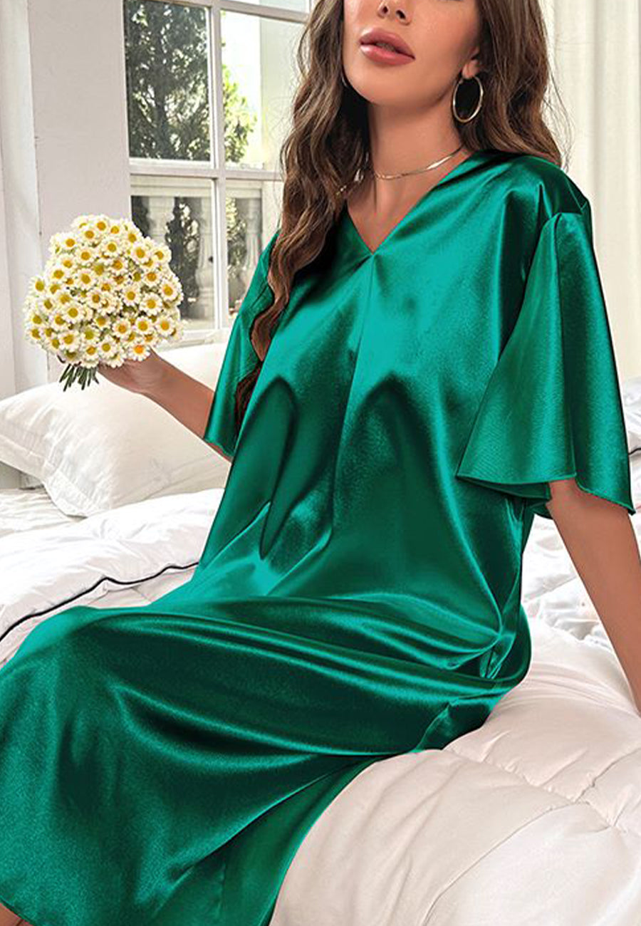 Vestido camisero con mangas onduladas