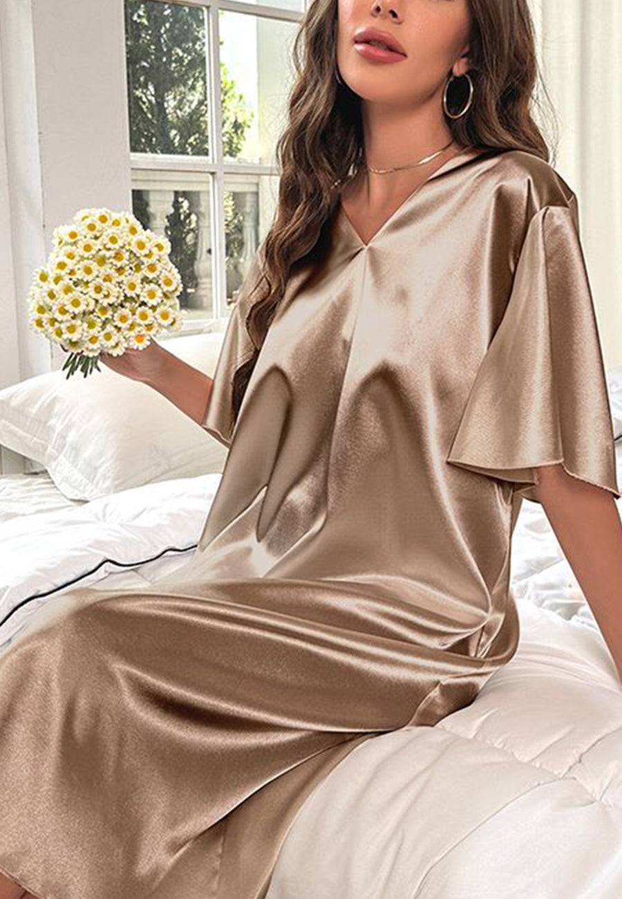 Vestido camisero con mangas onduladas