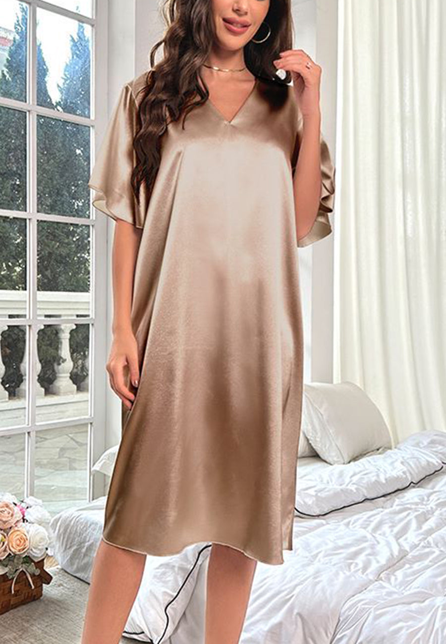 Vestido camisero con mangas onduladas