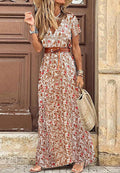 Vestido largo con abertura frontal y estampado floral