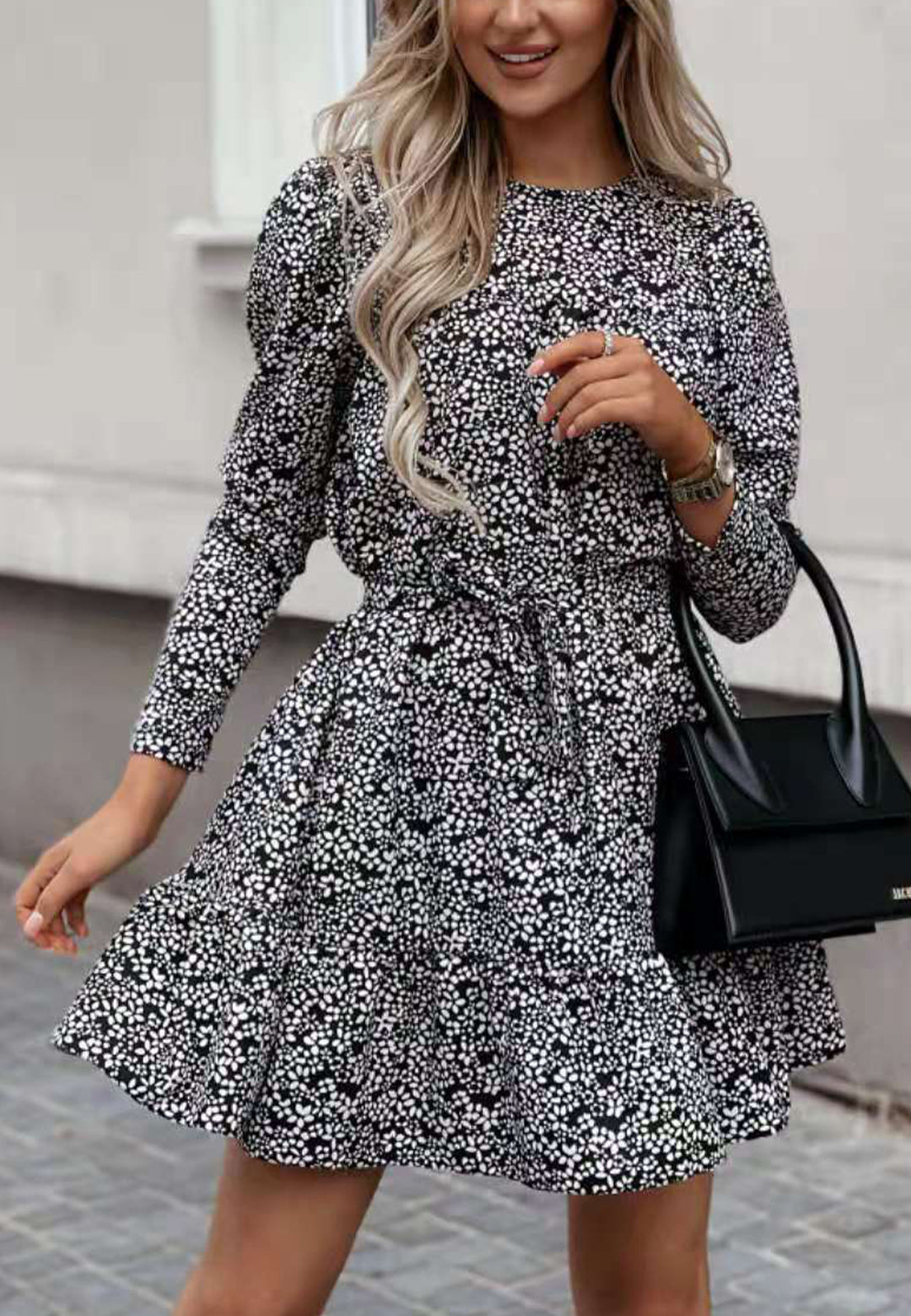 Printed Gigot Sleeve Dress