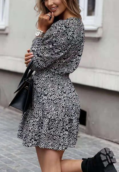 Vestido estampado con mangas gigot