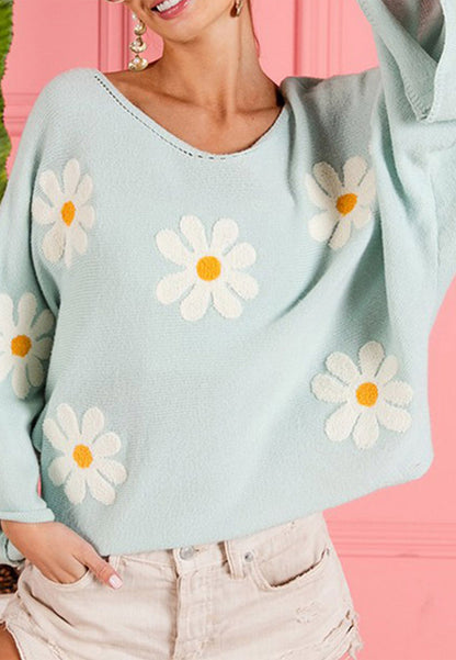 Suéter holgado con estampado de margaritas