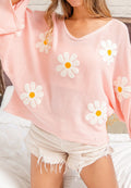 Suéter holgado con estampado de margaritas