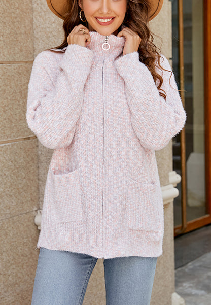 Textured Knit Zip-Up Classic Jacket
