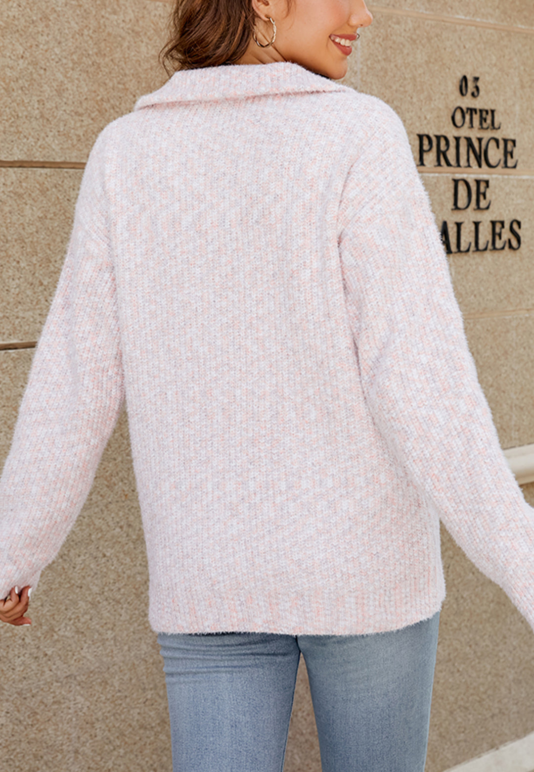 Chaqueta clásica de punto texturizado con cremallera