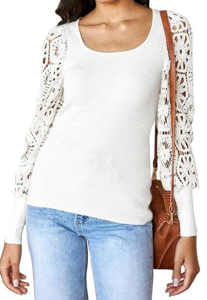 Crochet Lace Voluminous Sleeve Top