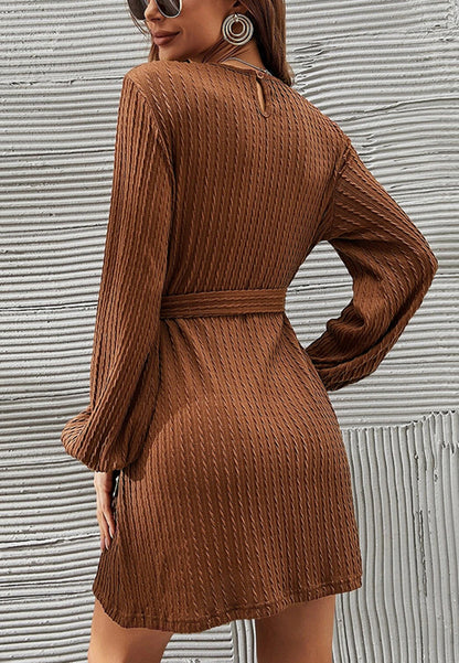 Textured Knit Bishop Sleeve Dress